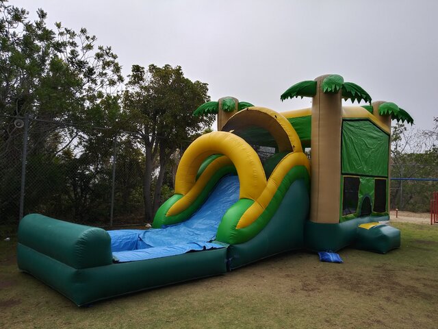 Tropical Water Slide Bounce House Combo 