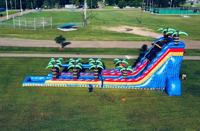 24' Tropical Inferno Dual Lane Waterslide with Slip N Slide 24' Tropical Inferno Dual Lane Waterslide with Slip N Slide