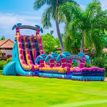 34' Island Breeze Dual Lane Waterslide + Slip N Slide 34' Island Breeze Dual Lane Waterslide + Slip N Slide