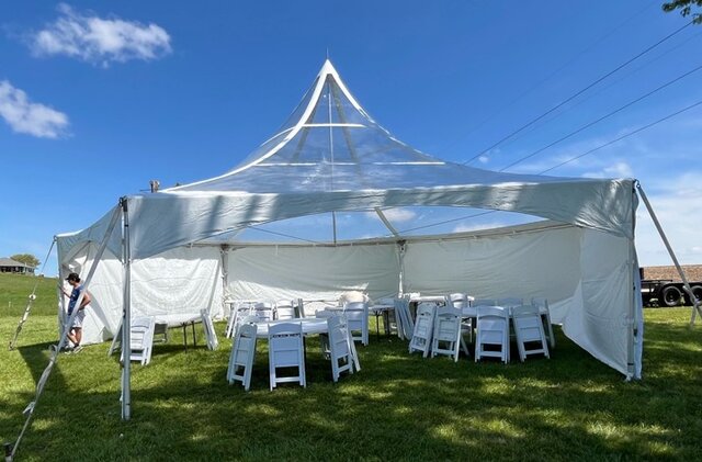 40' Hexagon Clear Top High Peak Event Tent 40' Hexagon Clear Top High Peak Event Tent