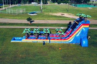 24' Tropical Inferno Dual Lane Waterslide with Slip N Slide