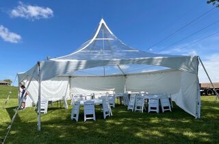 40' Hexagon Clear Top High Peak Event Tent