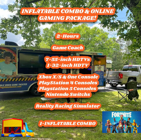 (2 Hr) INFLATABLE COMBO &(VERIZON & ATT&T) ONLINE GAMING PACKAGE! COMMERICAL