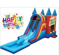 Happy Birthday Bounce House & Double Slide Combo