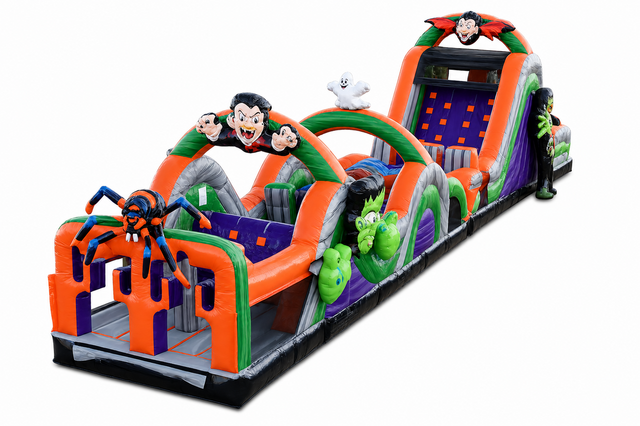 65 Ft Monster Mash Obstacle Course With Slide 65 Ft Monster Mash Obstacle Course With Slide