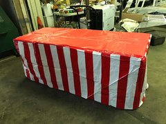 (34) Red and White Carnival Table Covers 