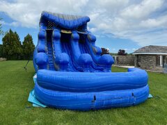 (#25)  Blue Giant Wave 2 Lanes Waterslide with POOL