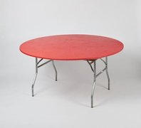 TABLE COVER  ONLY- (recommended) Round Red Plastic Cover 