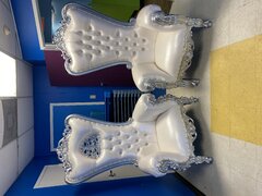 Silver and white throne chair