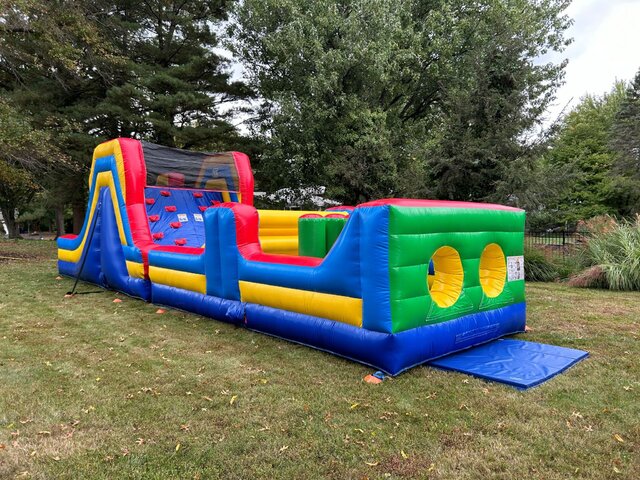 40ft Obstacle Course Multi Color 9ft Tall Slide Dry Only 40ft Obstacle Course Multi Color 9ft Tall Slide Dry Only