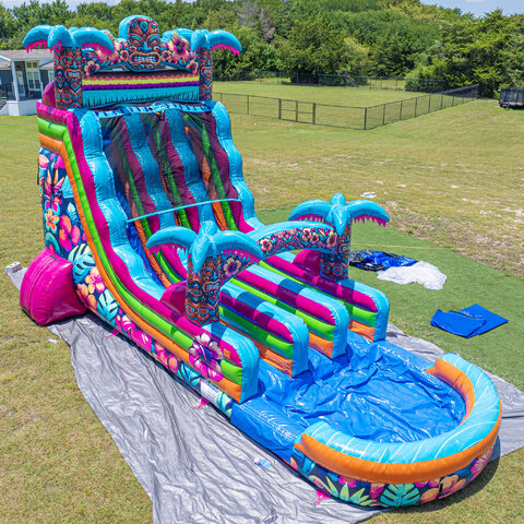 18 Ft Aloha Splash Hibiscus Dual Lane Slide 18 Ft Aloha Splash Hibiscus Dual Lane Slide
