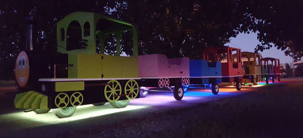Trackless Train at Night