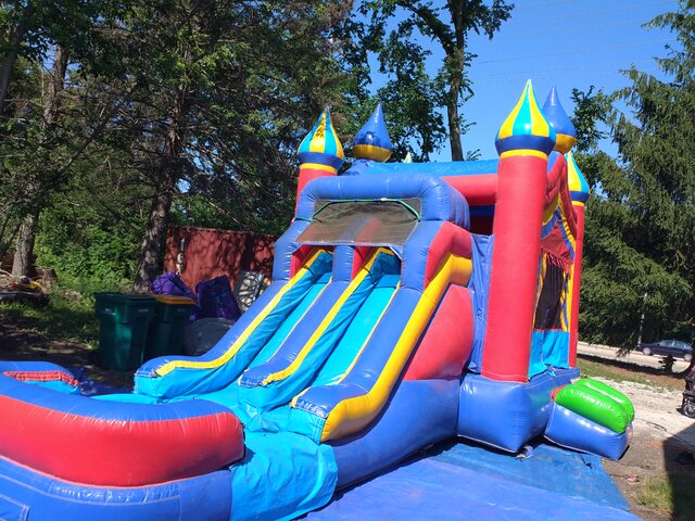 Castle-2-Double-Slides-Combo-with Water Slide with basketball hoop and pool Unit: 41 Castle-2-Double-Slides-Combo-with Water Slide with basketball hoop and pool Unit: 41