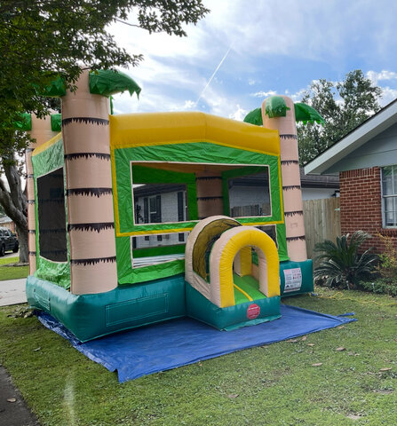 Large Tropical Bounce House With Hoop Large Tropical Bounce House With Hoop