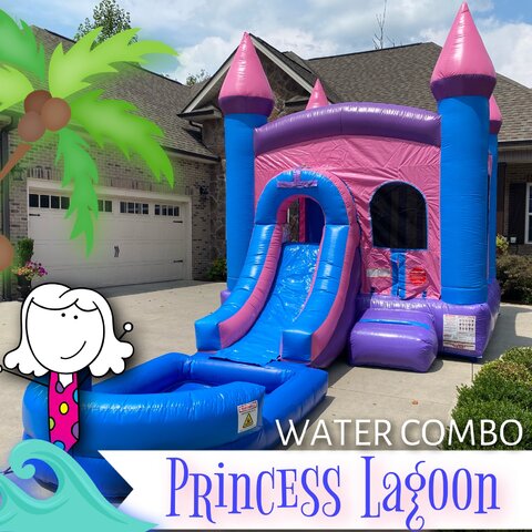 Princess Lagoon Bounce House w/ Water Slide & Pool (Wet Combo)