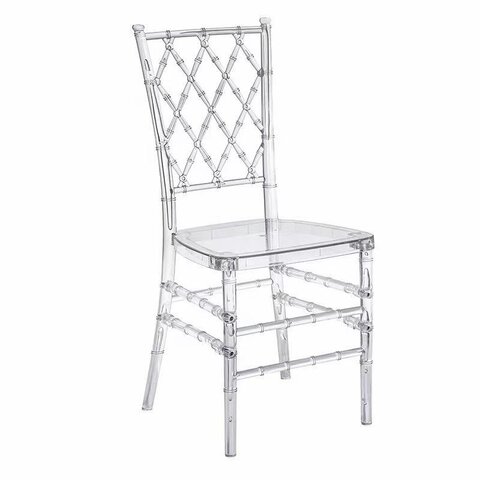  CLEAR INFINITY DIAMOND CHIAVARI CHAIR WITH WHITE CUSHION