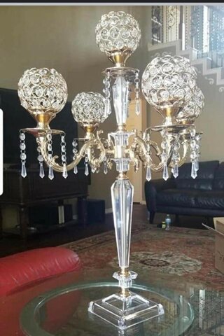 CRYSTAL 5  BALL CANDLE HOLDER 