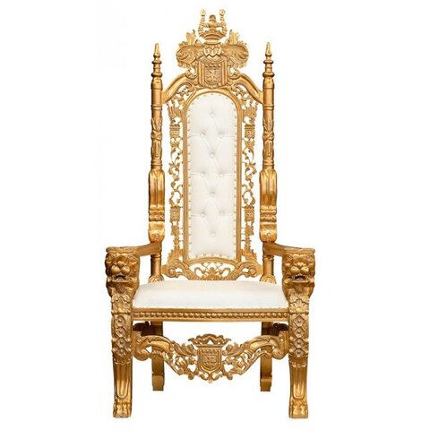 LION KING GOLD THRONE CHAIR WITH WHITE/IVORY LEATHER