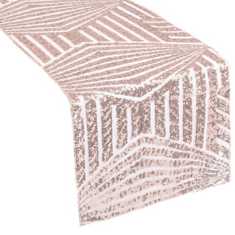 Geometric Glitz Art Deco Sequin Table Runner - Blush/Rose Gold