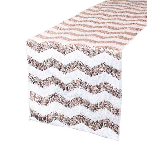 White and Blush Sequin Runner