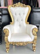 36" Kids White and Gold Throne 