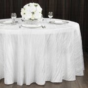 Accordion Crinkle Taffeta 132" Round Tablecloth - White