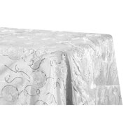 Flower on Sequin Taffeta Rectangular Tablecloth 90"x132" - White