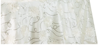 Flower on Sequin Taffeta Rectangular Tablecloth 90"x132" - Ivory