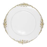 White/Gold Vintage Round Charger Plate