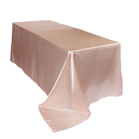 90 x 132 Inch Rectangular Satin Tablecloth Blush 90 x 132 Inch Rectangular Satin Tablecloth Blush