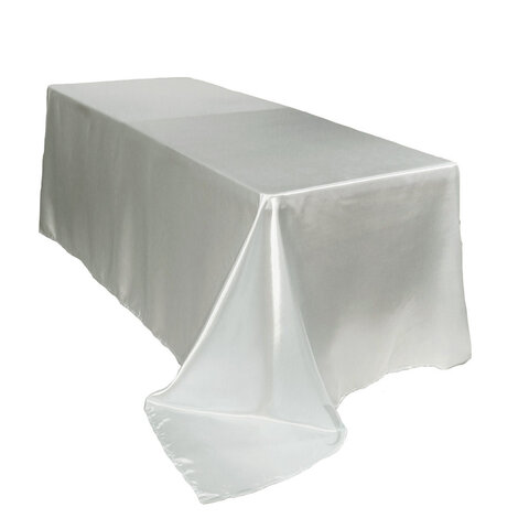90 x 156 Inch Rectangular Satin Tablecloth White 90 x 156 Inch Rectangular Satin Tablecloth White
