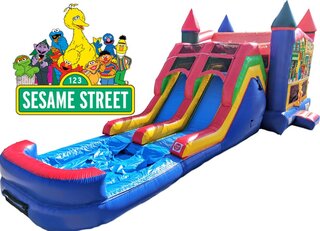 Sesame Street Bounce House & Double Slide Combo