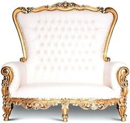 Throne LoveSeat - White w/Gold Trim