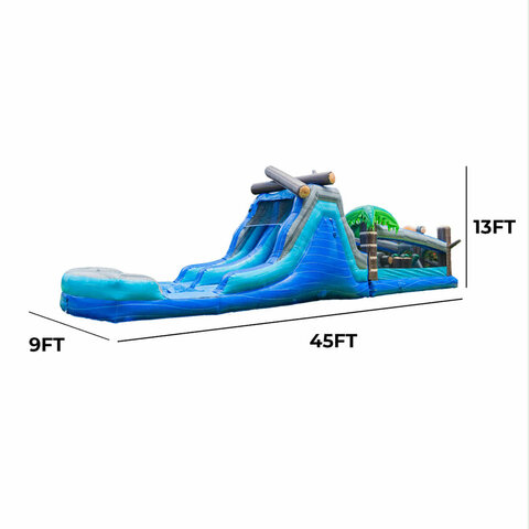 45-Foot Tropical Wet/Dry Obstacle Course Dual Lane Slide 45-Foot Tropical Wet/Dry Obstacle Course Dual Lane Slide
