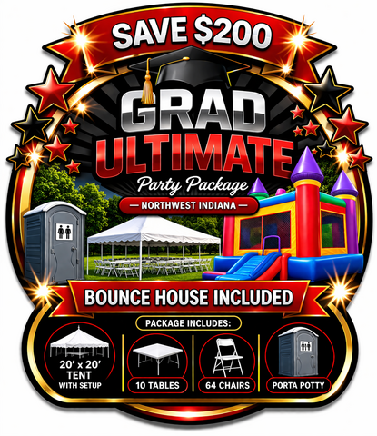 20X20 Tent 10 Tables 64 Chairs Bounce House and Porta Potty 20X20 Tent 10 Tables 64 Chairs Bounce House and Porta Potty