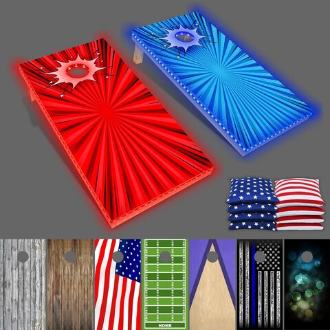 Red and Blue Glow Cornhole Boards Red and Blue Glow Cornhole Boards