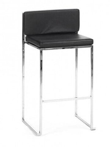 Barstool - Addison - Silver Frame - Black Faux Leather Barstool - Addison - Silver Frame - Black Faux Leather