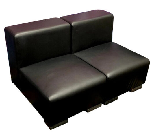 Armless Loveseat - Jackson - Silver Legs - Black Faux Leather Armless Loveseat - Jackson - Silver Legs - Black Faux Leather