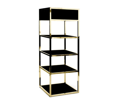 Bar Back - Ringling Square - Gold Frame - Black Top Bar Back - Ringling Square - Gold Frame - Black Top