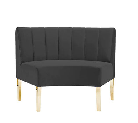 Inside Curve Loveseat - Rose - Gold Legs - Black Velvet Inside Curve Loveseat - Rose - Gold Legs - Black Velvet