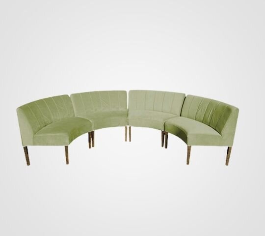 Crescent Sofa - Rose - Gold Legs - Moss Velvet Crescent Sofa - Rose - Gold Legs - Moss Velvet