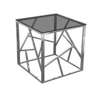 Side Table - Dexter - Silver Frame - Clear Top