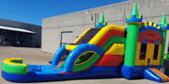 Colorful Double Slide with Pool