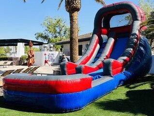 17ft Blue, Red Water Slide W/Pool