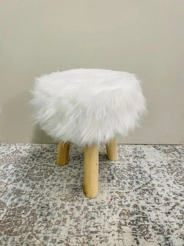 FUR WHITE STOOL FUR WHITE STOOL