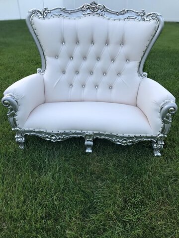 Silver White Love Seat Silver White Love Seat