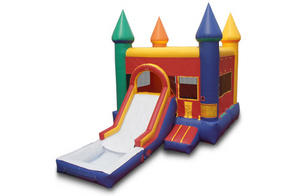 Backyard Castle Jump and Slide Wet Backyard Castle Jump and Slide Wet
