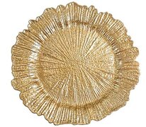13' Gold Round Reef Plastic Charger Plate