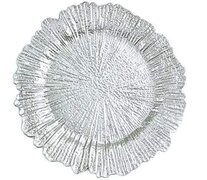 13' Silver Round Reef Plastic Charger Plate