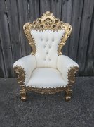 Toddler Throne / Kid Throne Chair / Gold and White